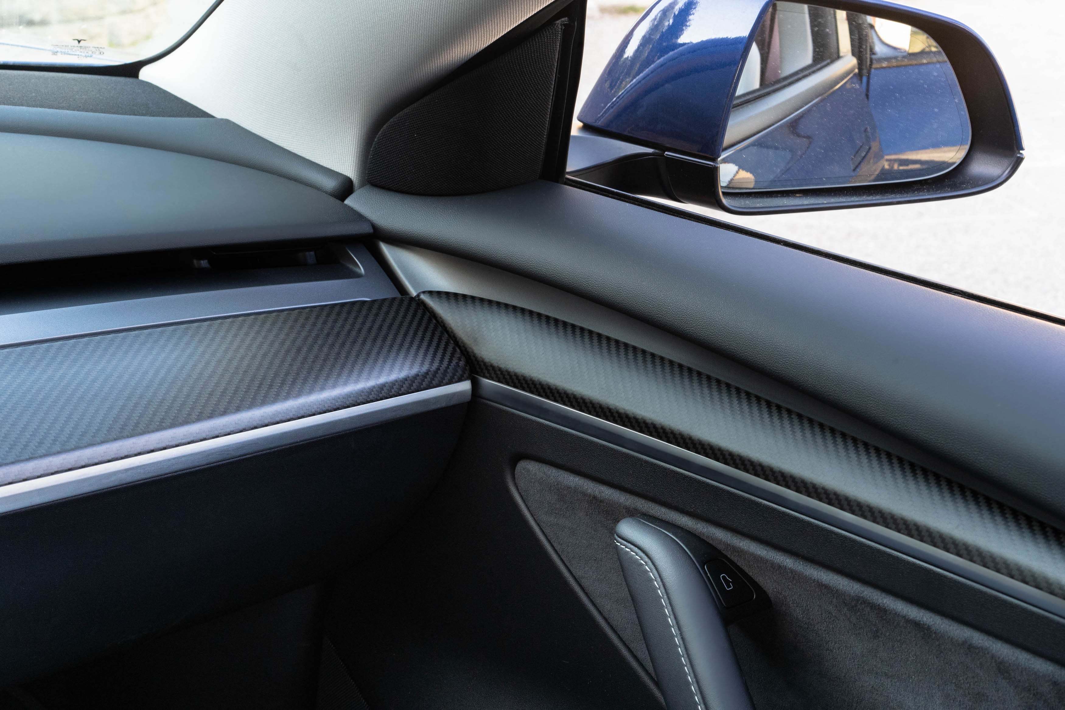 3 Stück echte matte Kohlefaser-Lenkradblenden für Tesla Model Y 2020–2023