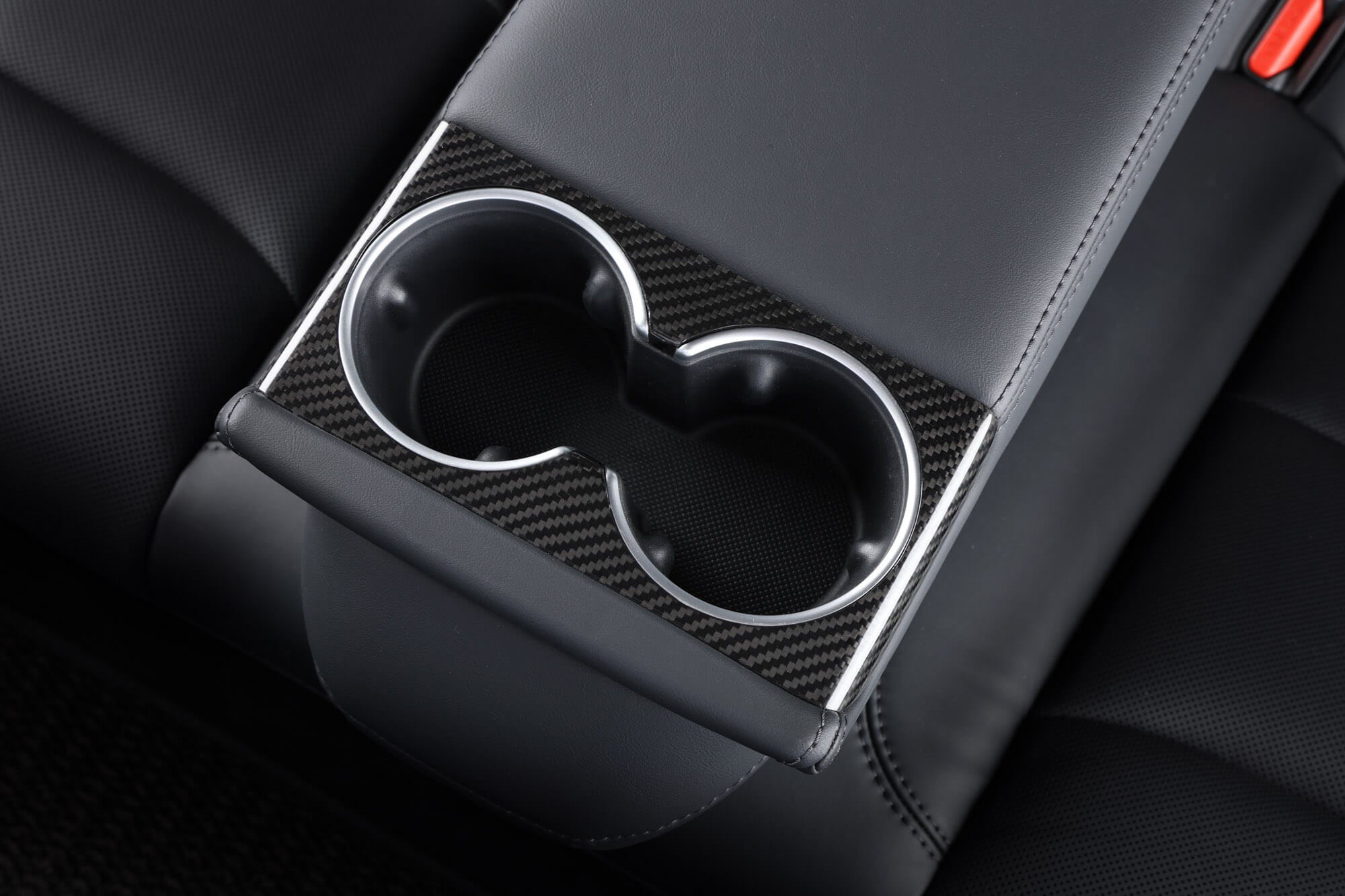 Carbon Fiber Rear Cup Holder Cover for Tesla Model 3 Highland