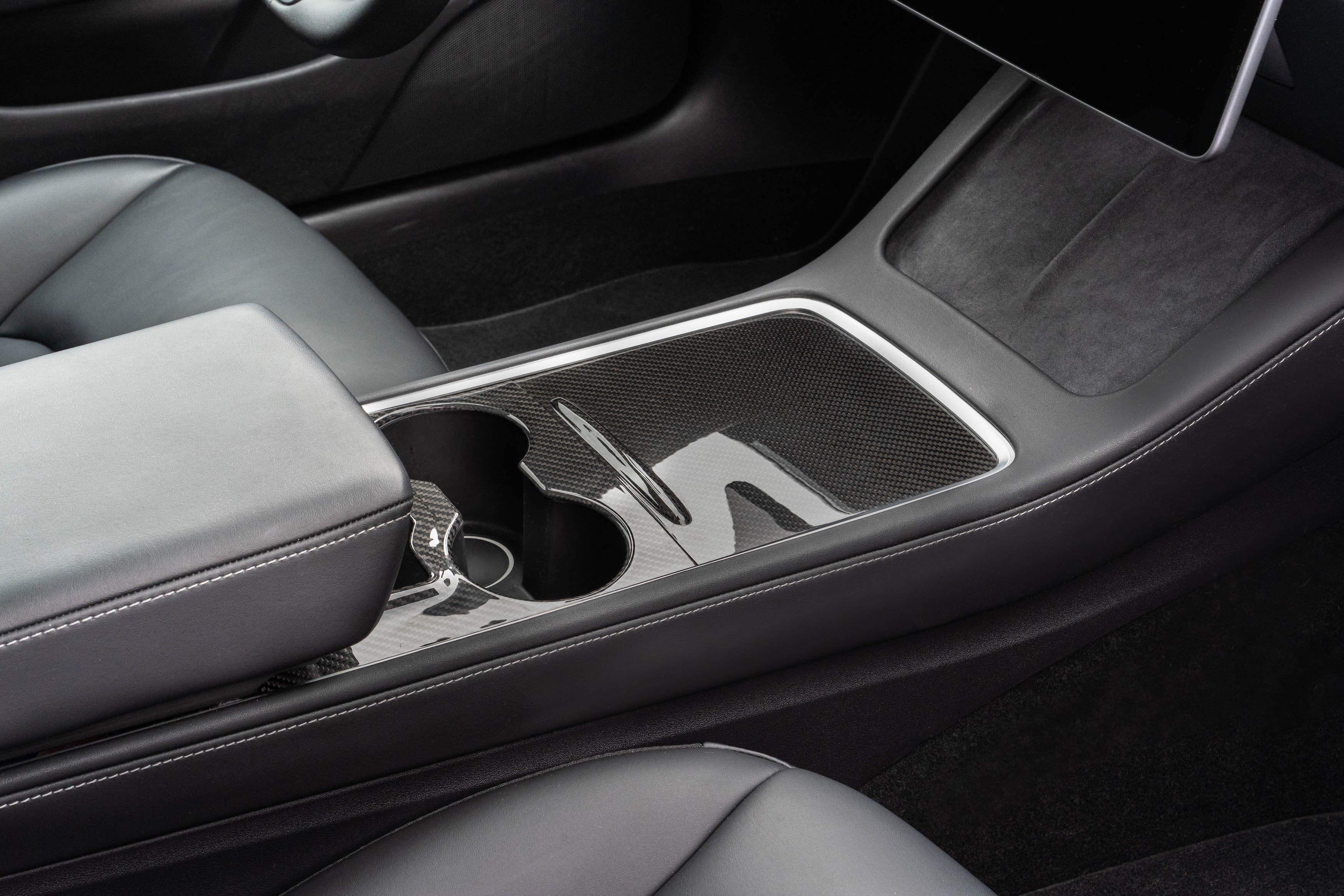  Spigen Rear Center Console Storage Box (Carbon Edition)  Designed for Tesla Model Y 2023-2021 : Automotive